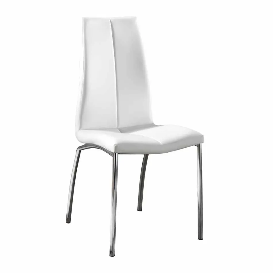 September 4 stoelen modern design faux leder en chroom metalen Alba Viadurini