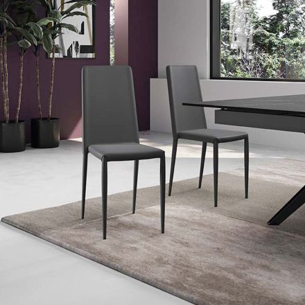 Set van 4 moderne stoelen in wit, grijs of duifgrijs kunstleer - Dora Viadurini