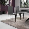 September 4 moderne stoelen in wit leer, grijs o tortora Dora