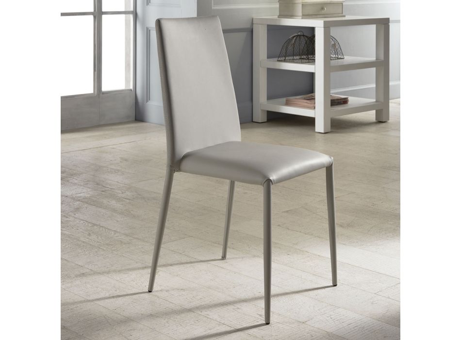 September 4 moderne stoelen in wit leer, grijs o tortora Dora Viadurini