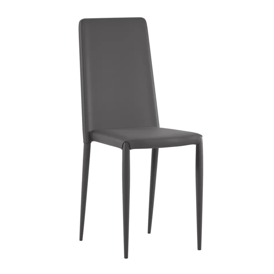 Set van 4 moderne stoelen in wit, grijs of duifgrijs kunstleer - Dora Viadurini