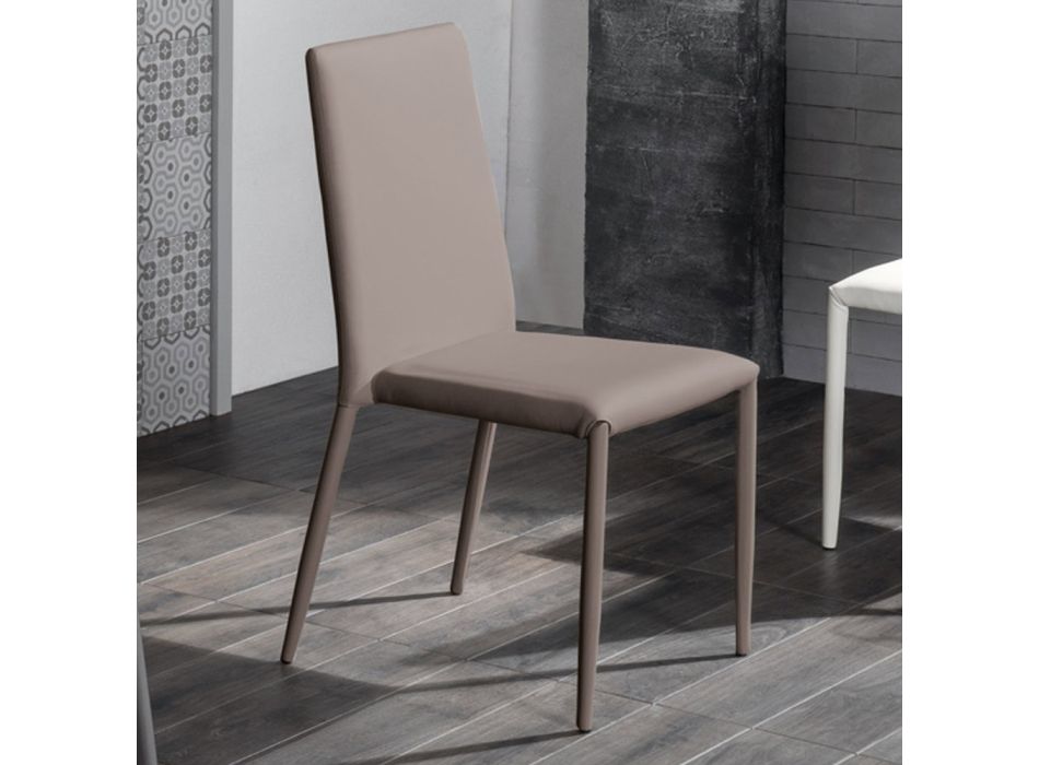 September 4 moderne stoelen in wit leer, grijs o tortora Dora Viadurini
