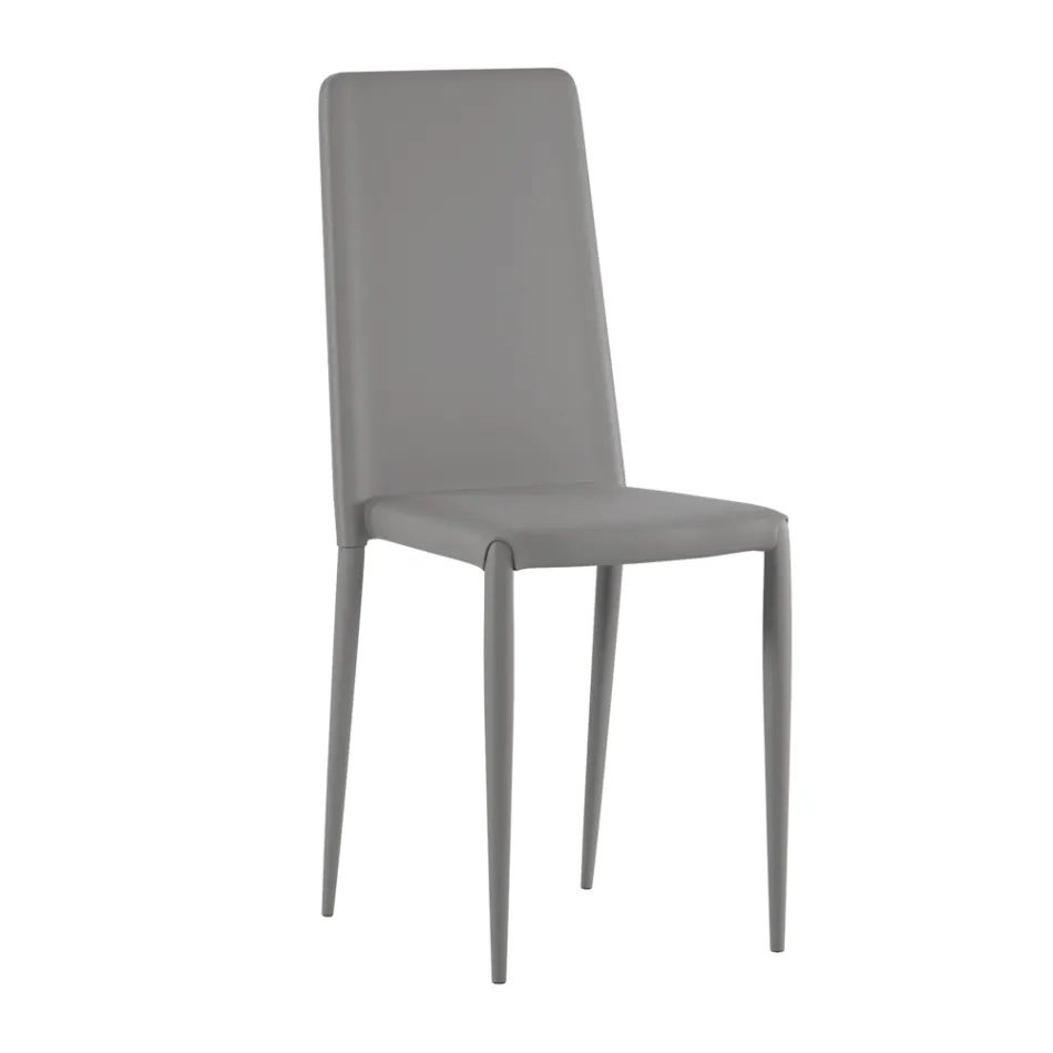 Set van 4 moderne stoelen in wit, grijs of duifgrijs kunstleer - Dora Viadurini
