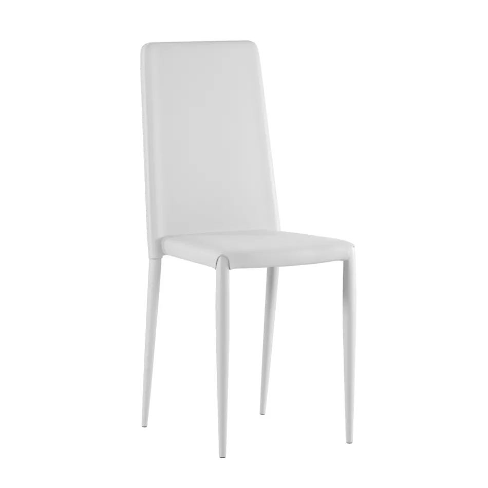 Set van 4 moderne stoelen in wit, grijs of duifgrijs kunstleer - Dora Viadurini