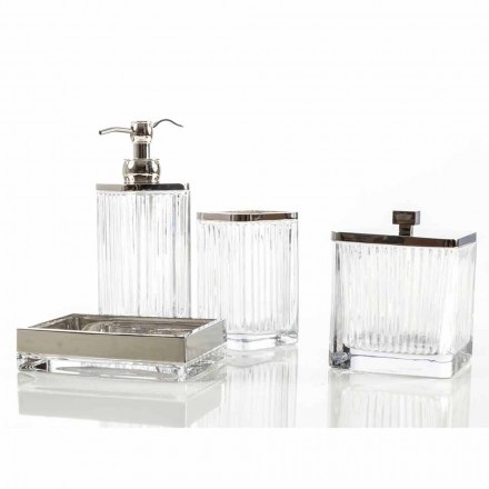 Moderne aanrecht badkamer en accessoires in Priola glas en metaal Viadurini
