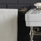 Badset met dubbele console in wit keramiek van Lijnstructuur Viadurini