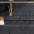 Badset met dubbele console in wit keramiek van Lijnstructuur Viadurini