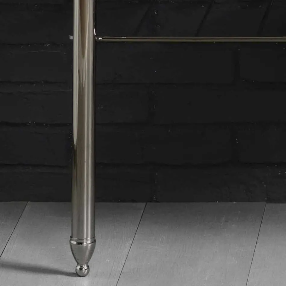 Badset met dubbele console in wit keramiek van Lijnstructuur Viadurini