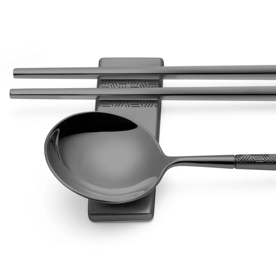 Set bestaande uit fruitlepel, eetstokjes en besteklegger met origami - Osaka Viadurini