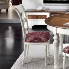 Set van 4 witte stoelen van gelakt hout en stof, gemaakt in Italië - Alite Viadurini