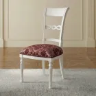 Set van 4 witte stoelen van gelakt hout en stof, gemaakt in Italië - Alite Viadurini