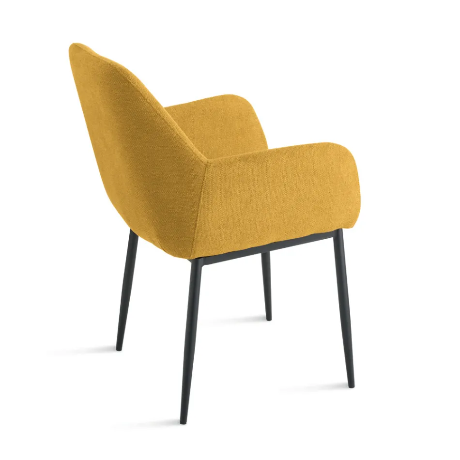 Set van 2 gestoffeerde fauteuils in kleurrijke stof met metalen frame - Valeria Viadurini