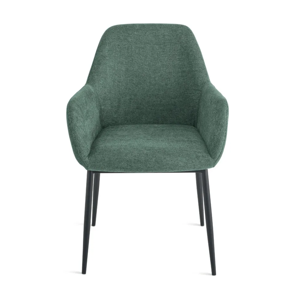 Set van 2 gestoffeerde fauteuils in kleurrijke stof met metalen frame - Valeria Viadurini