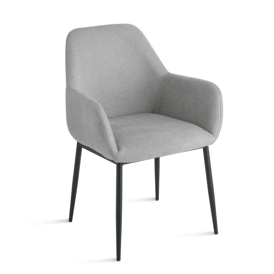 Set van 2 gestoffeerde fauteuils in kleurrijke stof met metalen frame - Valeria Viadurini