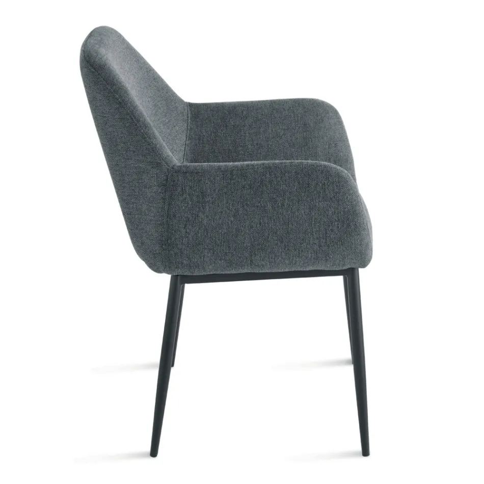 Set van 2 gestoffeerde fauteuils in kleurrijke stof met metalen frame - Valeria Viadurini