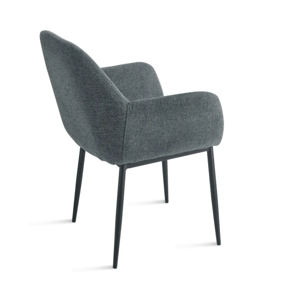 Set van 2 gestoffeerde fauteuils in kleurrijke stof met metalen frame - Valeria Viadurini