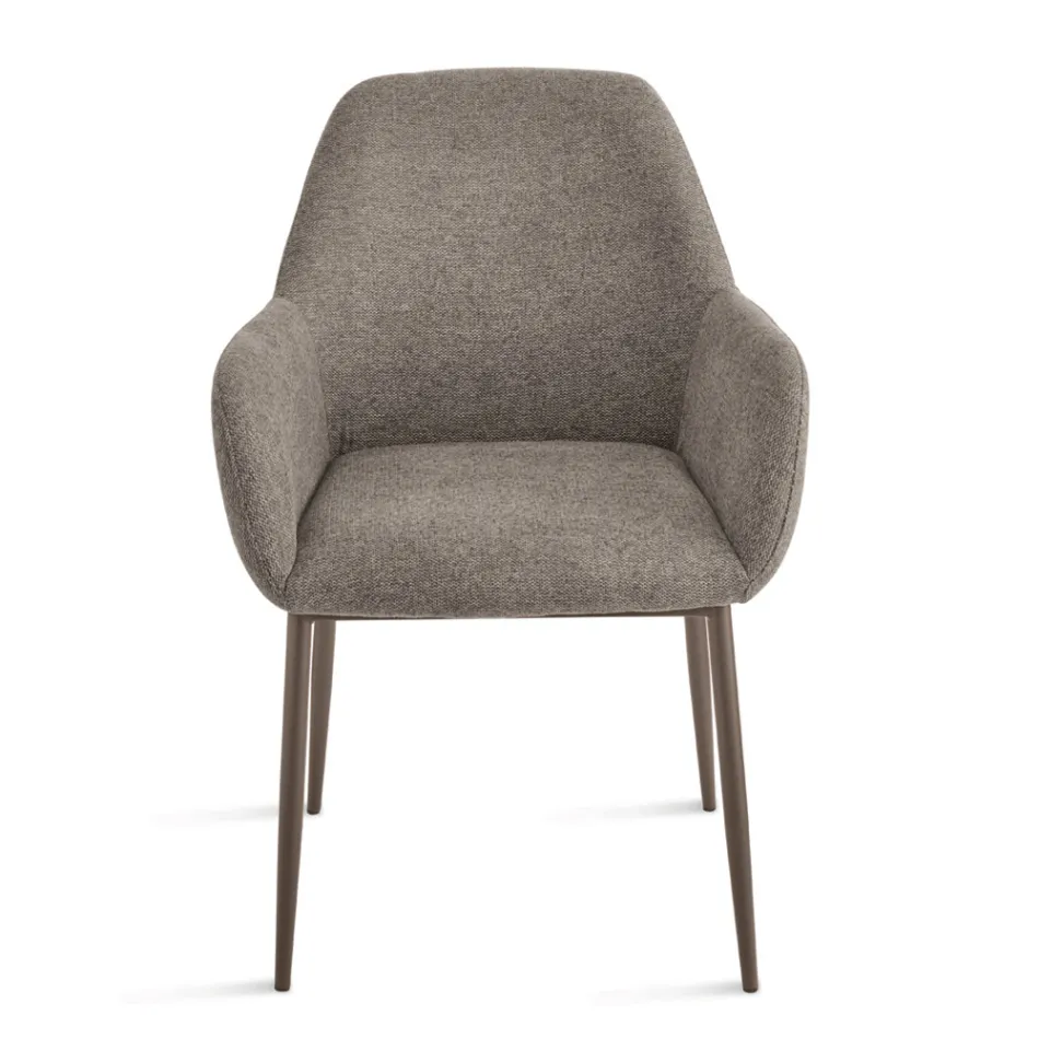 Set van 2 gestoffeerde fauteuils in kleurrijke stof met metalen frame - Valeria Viadurini