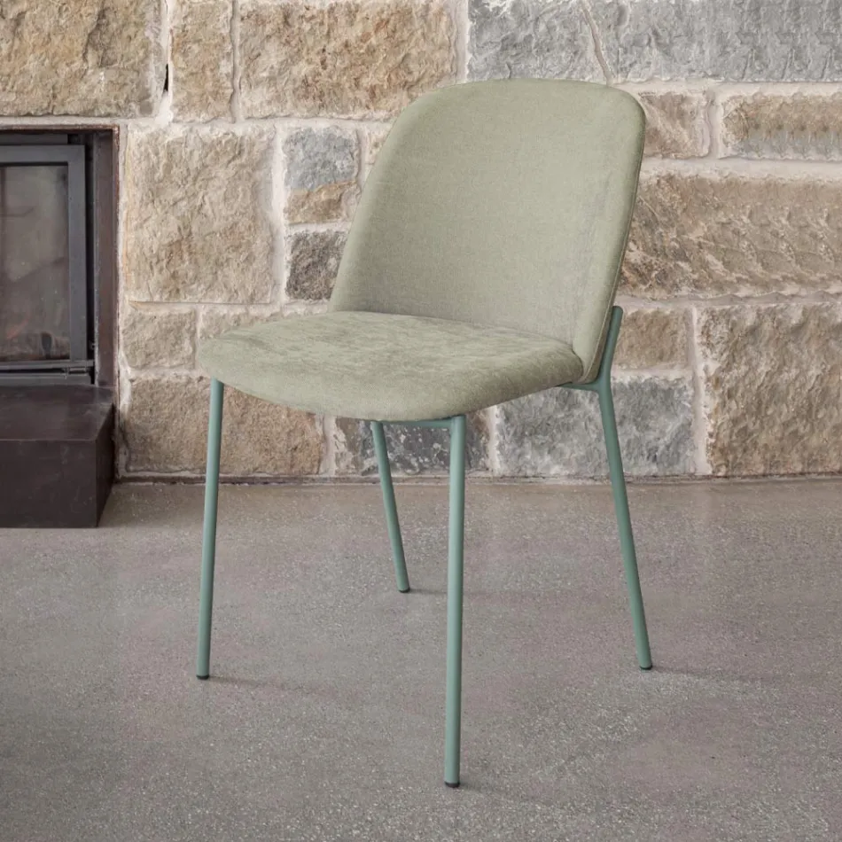 Set van 2 woonkamerstoelen van stof en metaal, gemaakt in Italië - Ivy Viadurini