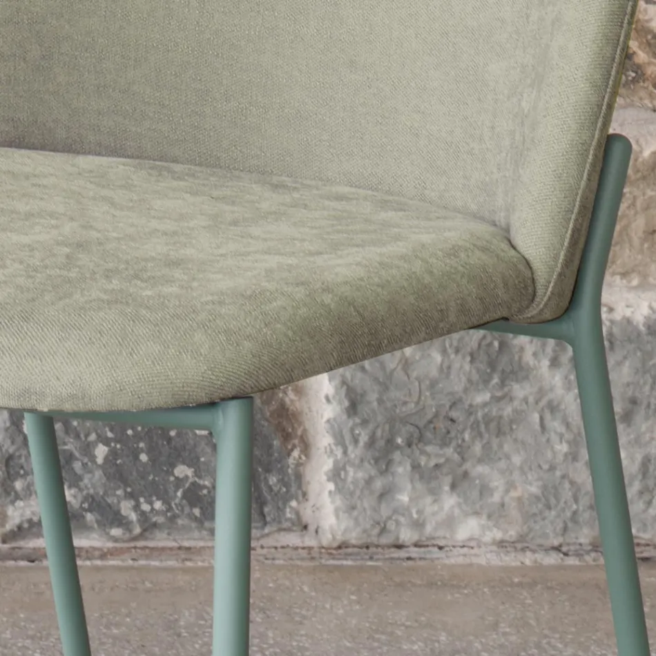 Set van 2 woonkamerstoelen van stof en metaal, gemaakt in Italië - Ivy Viadurini