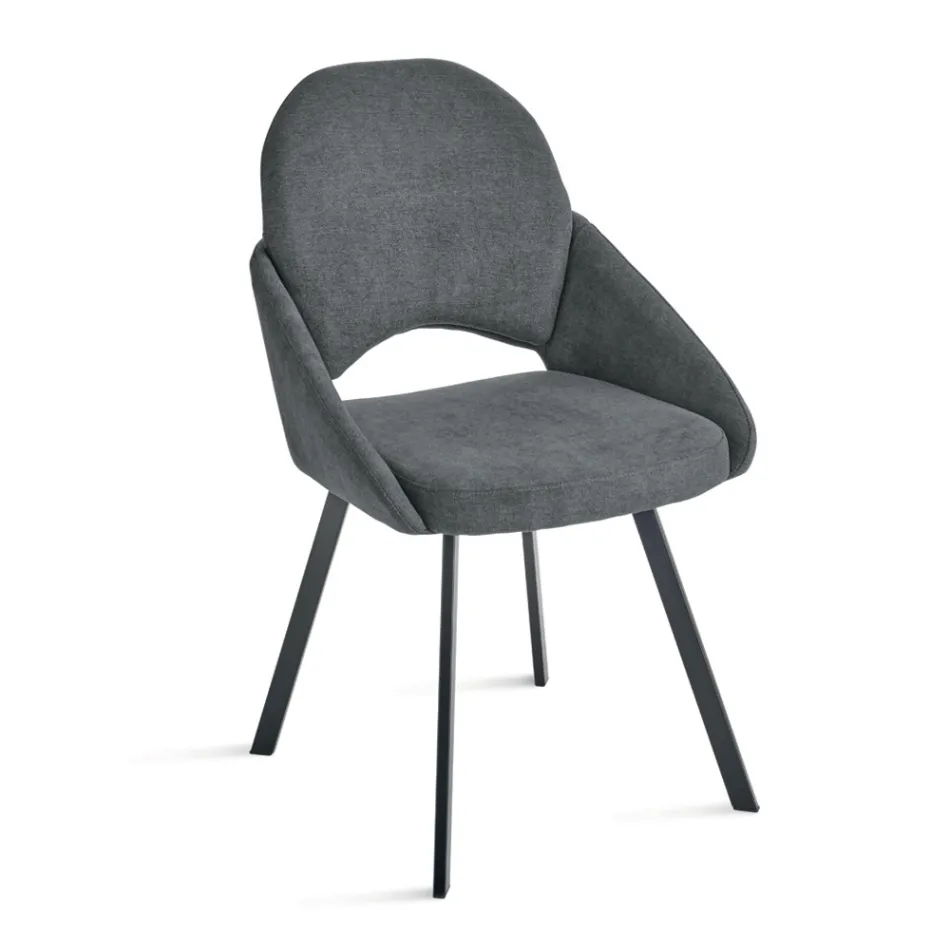 Set van 2 gestoffeerde stoelen in kleurrijke stof met metalen frame - Damian Viadurini