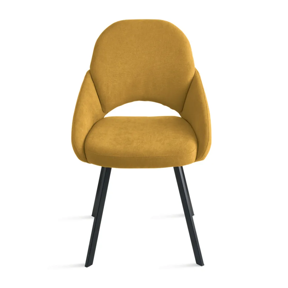 Set van 2 gestoffeerde stoelen in kleurrijke stof met metalen frame - Damian Viadurini