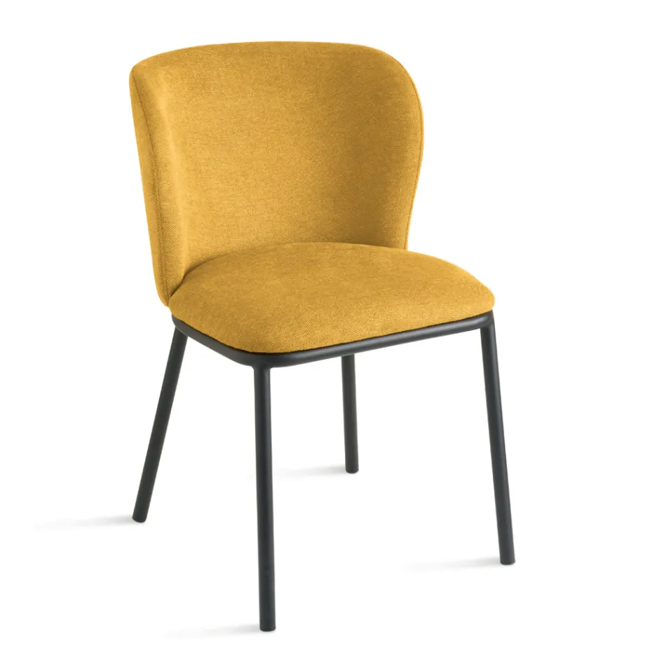 Set van 2 gestoffeerde stoelen met gelakt metalen frame - Leandra Viadurini