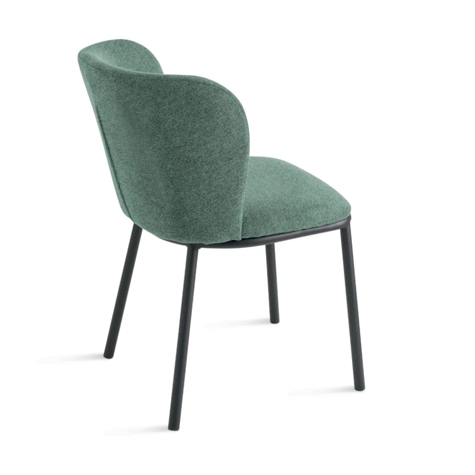 Set van 2 gestoffeerde stoelen met gelakt metalen frame - Leandra Viadurini