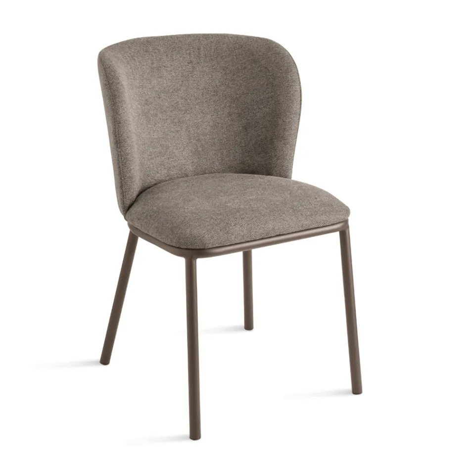 Set van 2 gestoffeerde stoelen met gelakt metalen frame - Leandra Viadurini