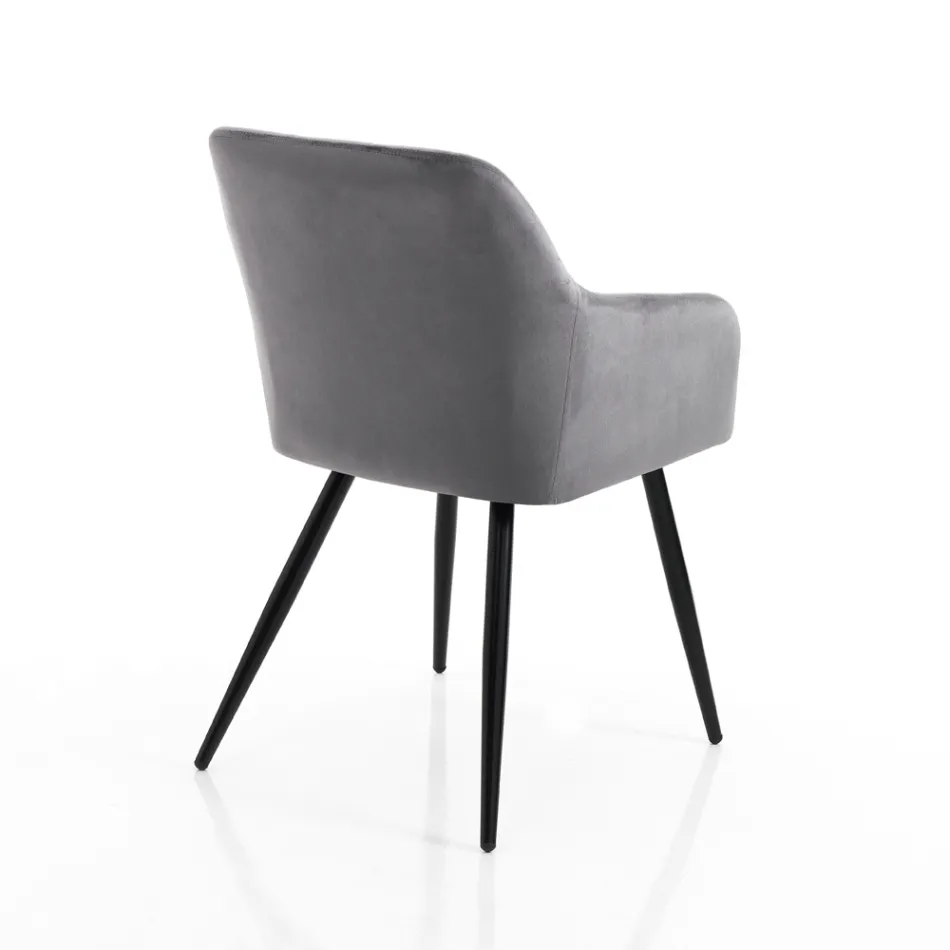 Set van 2 stoelen in stof met fluweeleffect - Plutonium Viadurini