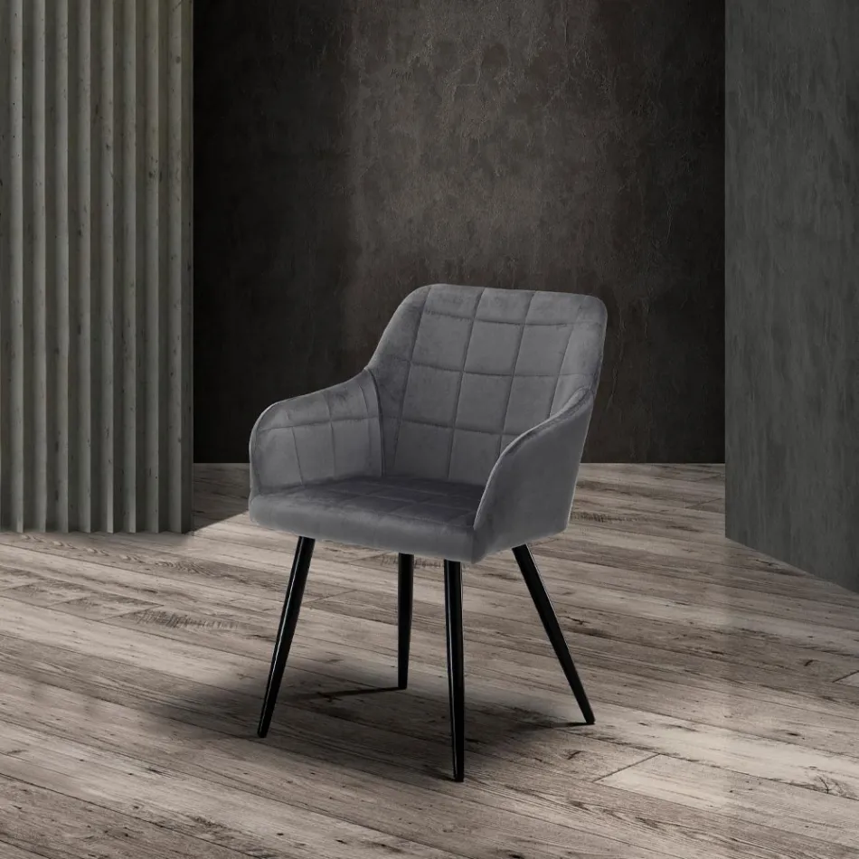 Set van 2 stoelen in stof met fluweeleffect - Plutonium Viadurini