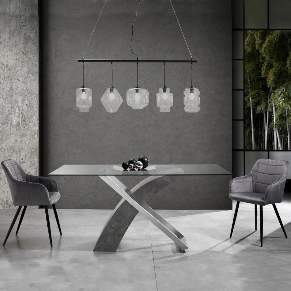 Set van 2 stoelen in stof met fluweeleffect - Plutonium Viadurini