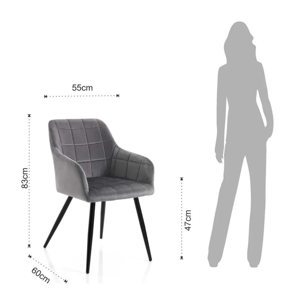 Set van 2 stoelen in stof met fluweeleffect - Plutonium Viadurini