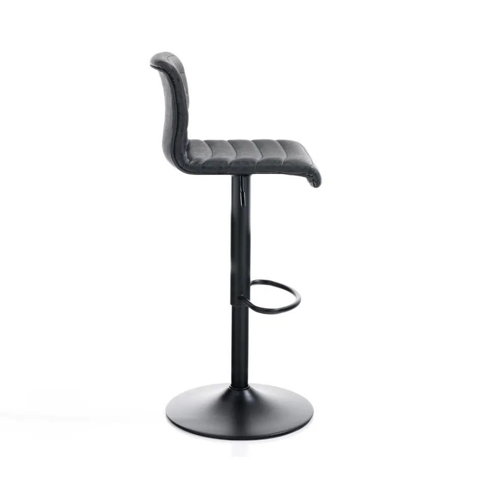 Set van 2 barkrukken van synthetisch leer en staal - kalium Viadurini