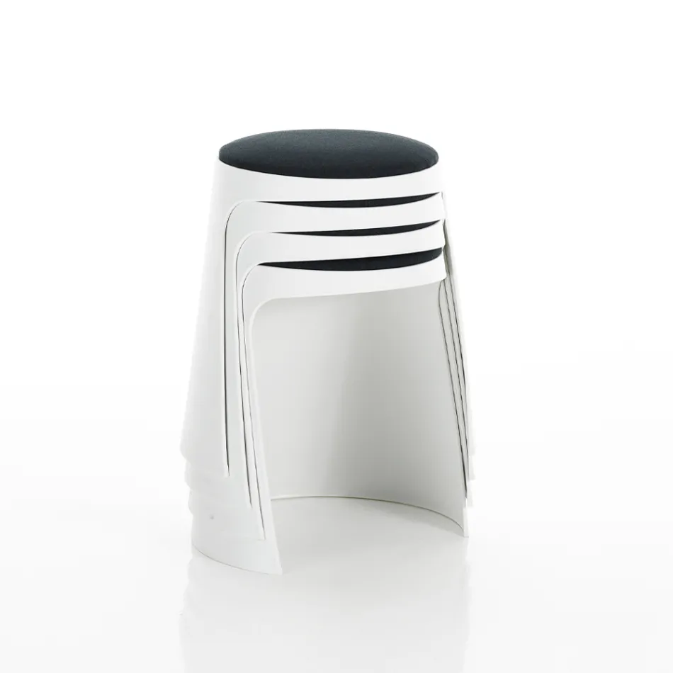 Set van 2 polypropyleen krukken en stoffen zitting - Ansjovis Viadurini