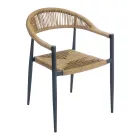 Set van 4 aluminium en gedraaide rieten fauteuils - Tavira Viadurini