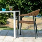 Set van 4 aluminium en gedraaide rieten fauteuils - Tavira Viadurini