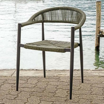 Set van 4 aluminium en gedraaide rieten fauteuils - Tavira Viadurini