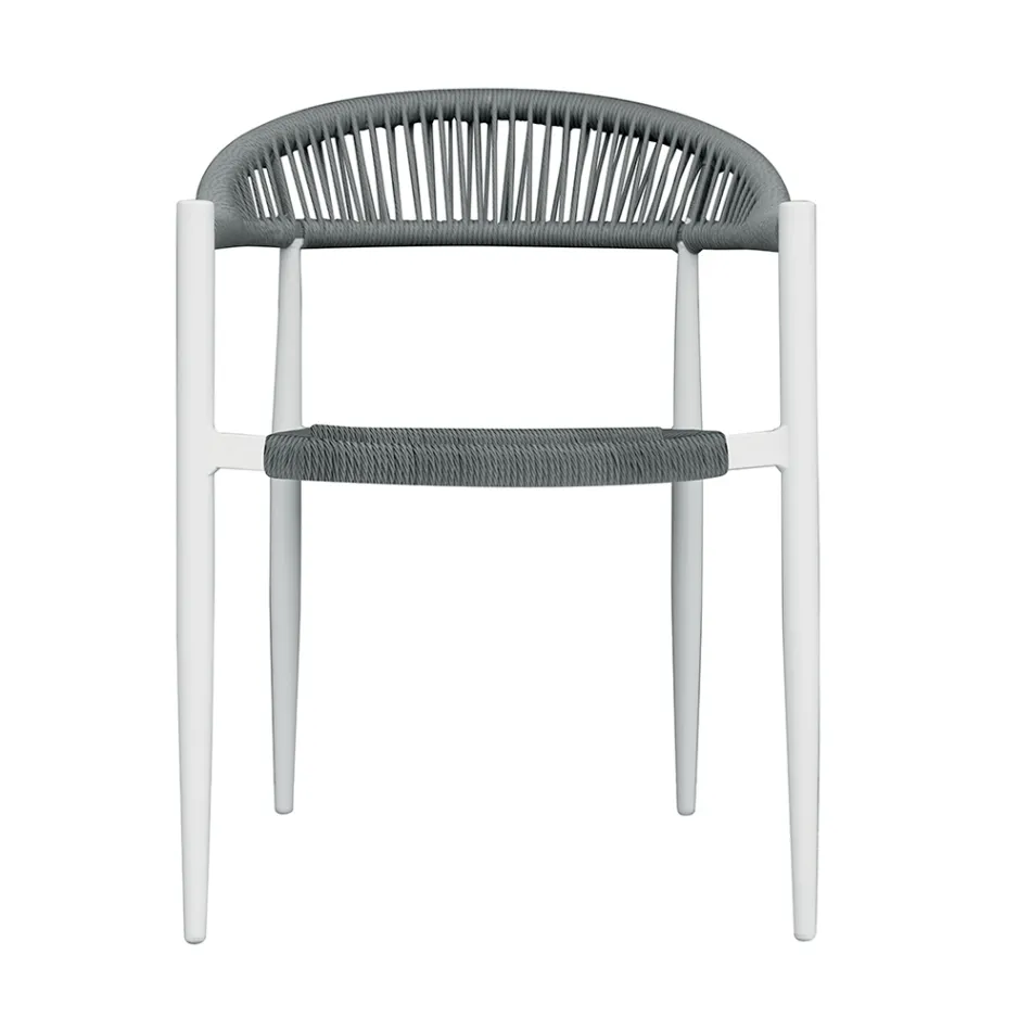 Set van 4 aluminium en gedraaide rieten fauteuils - Tavira Viadurini