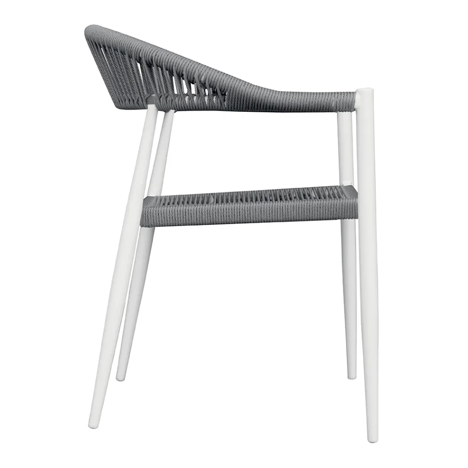 Set van 4 aluminium en gedraaide rieten fauteuils - Tavira Viadurini