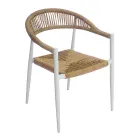 Set van 4 aluminium en gedraaide rieten fauteuils - Tavira Viadurini
