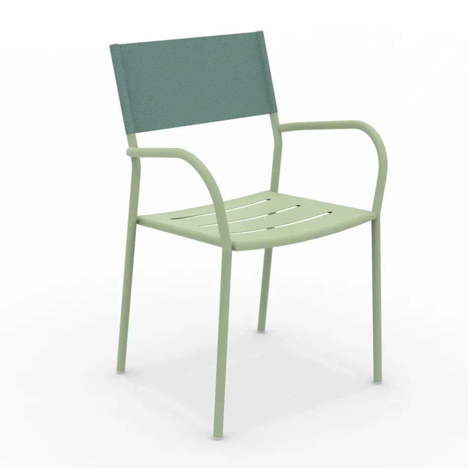 Set van 4 gegalvaniseerd metaal en Batyline tuinstoelen - Prestigio Viadurini