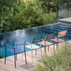 Set van 4 gegalvaniseerd metaal en Batyline tuinstoelen - Prestigio Viadurini