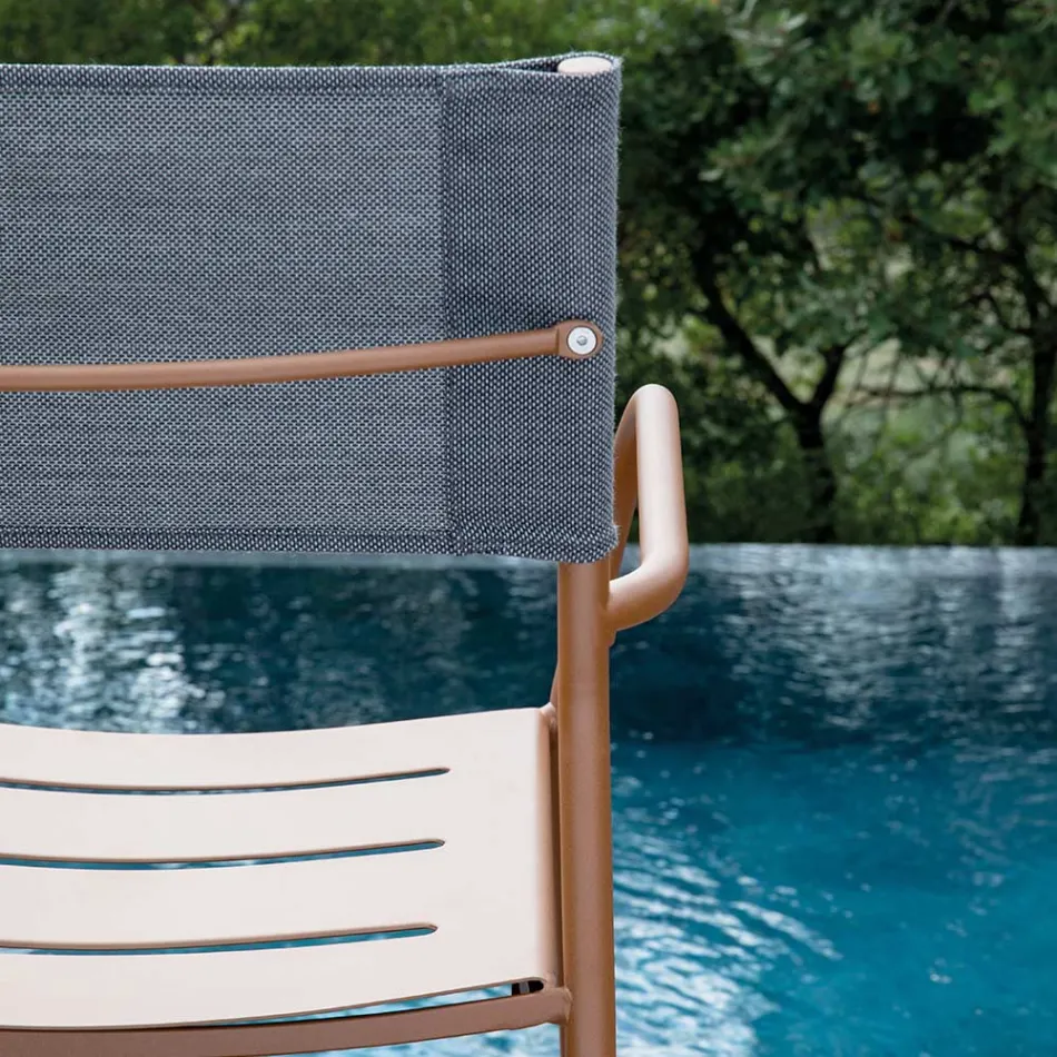 Set van 4 gegalvaniseerd metaal en Batyline tuinstoelen - Prestigio Viadurini