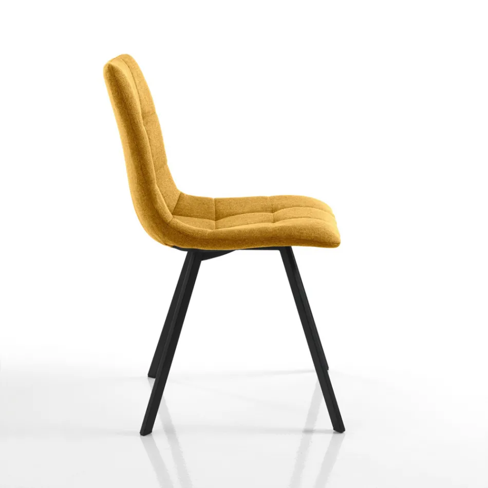 Set van 4 gewatteerde en met stof beklede eetkamerstoelen - Chimera Viadurini