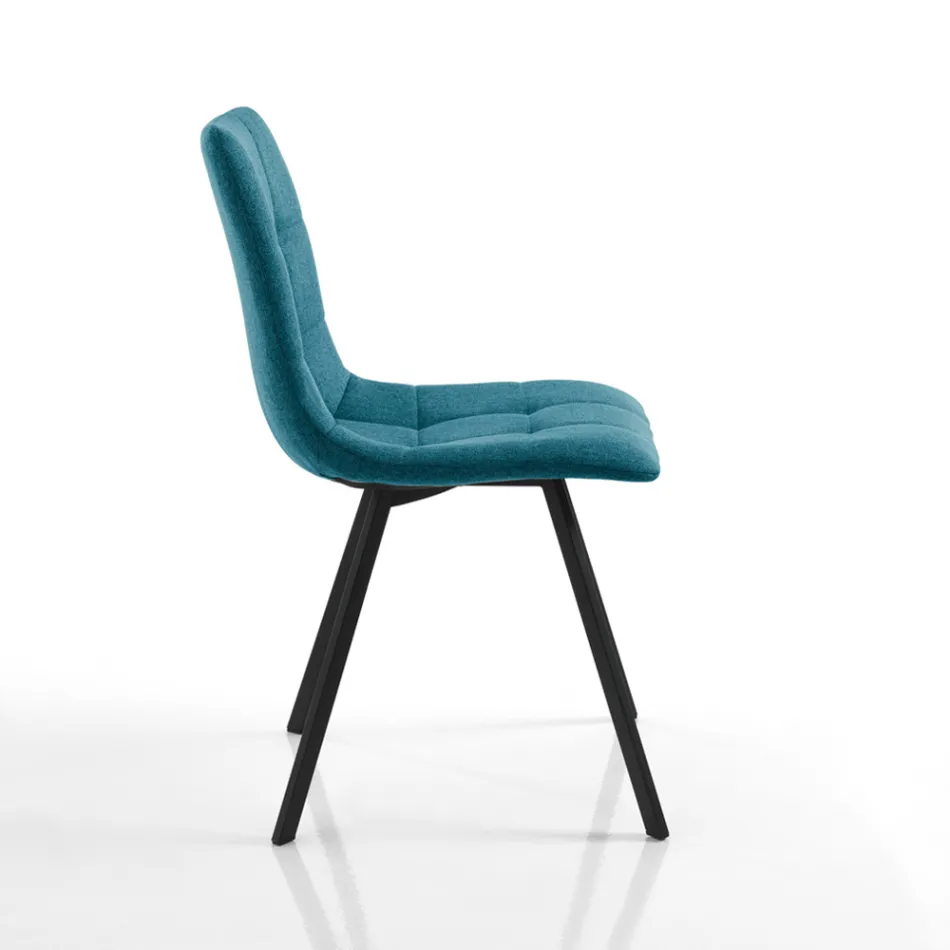 Set van 4 gewatteerde en met stof beklede eetkamerstoelen - Chimera Viadurini