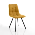 Set van 4 gewatteerde en met stof beklede eetkamerstoelen - Chimera Viadurini