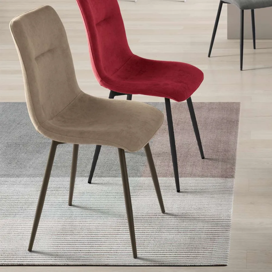Set van 4 gestoffeerde fauteuils met metalen onderstel voor de woonkamer - Project Viadurini