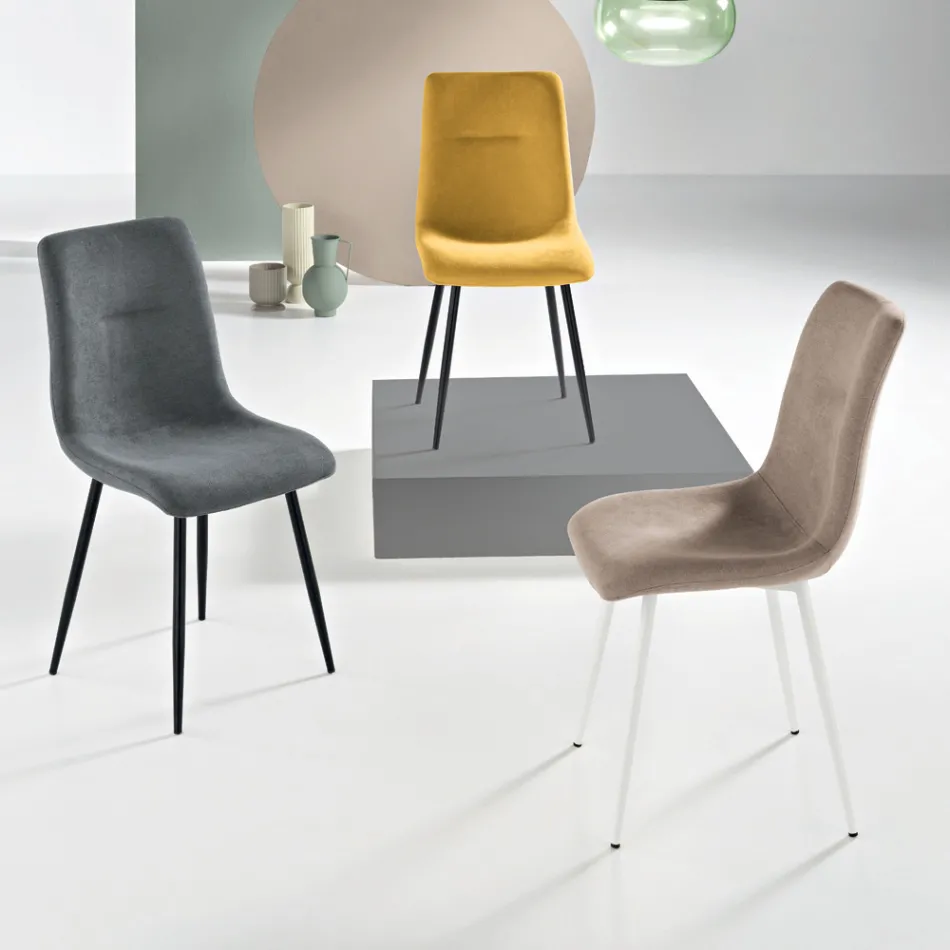 Set van 4 gestoffeerde fauteuils met metalen onderstel voor de woonkamer - Project Viadurini