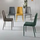 Set van 4 gestoffeerde stoelen in kleurrijke stof met gestoffeerd frame - Luciana Viadurini