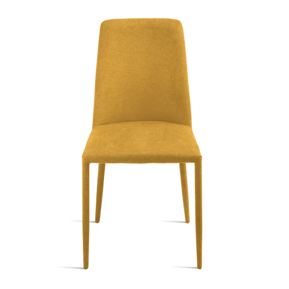 Set van 4 gestoffeerde stoelen in kleurrijke stof met gestoffeerd frame - Luciana Viadurini